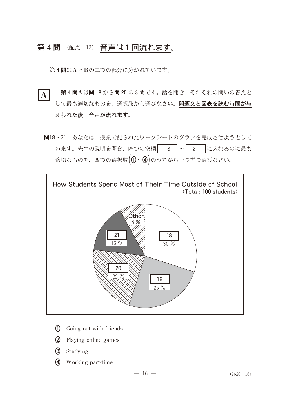 問18の問題冊子ページ(図表)